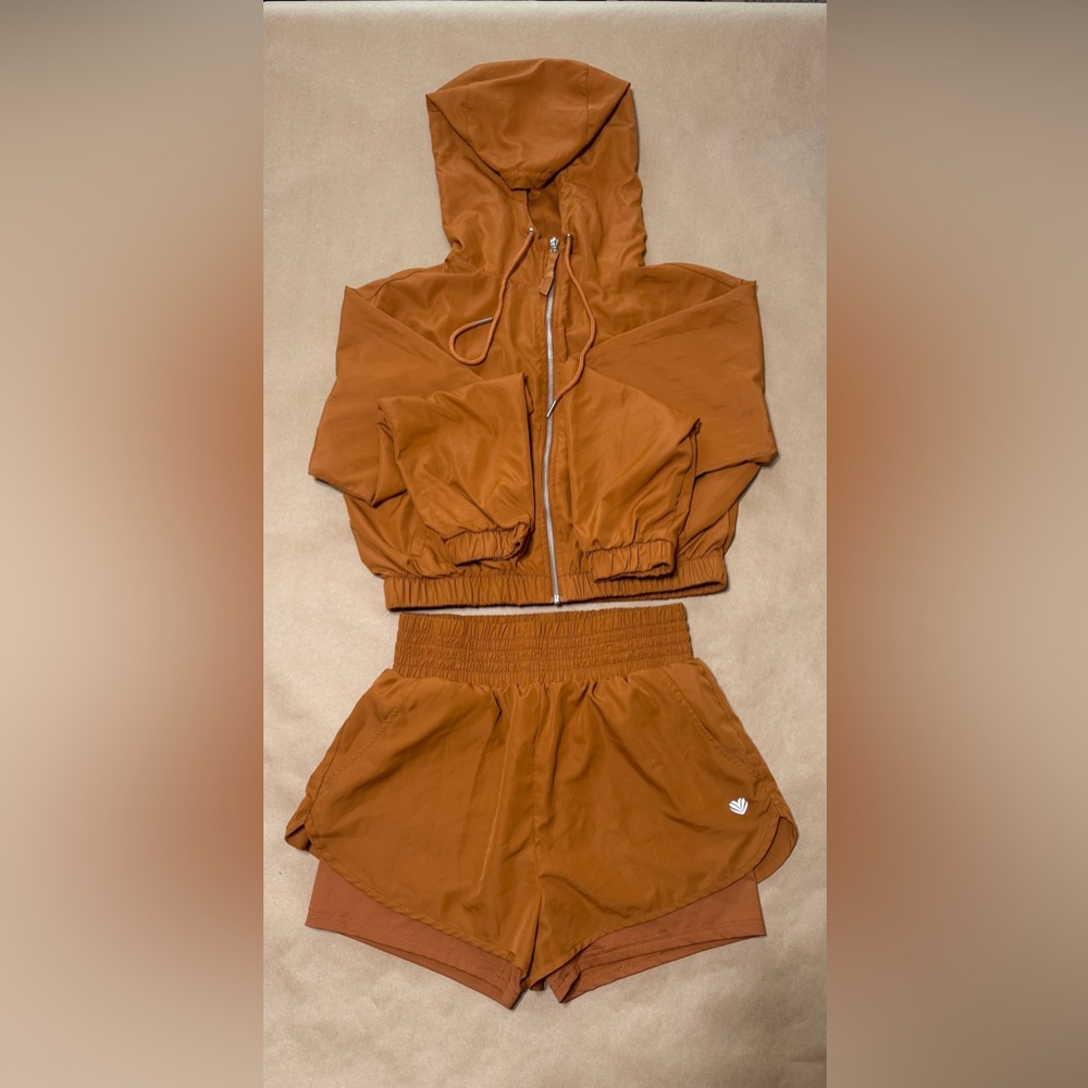 Forever 21 Two-Piece Zip Hoodie & High-Waist Shorts Set- Medium